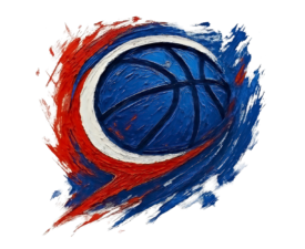 Abstract Game Piece - Impasto Basketball AI Oil Painting, Expressionist Action Art, Digital Basketball AI Art