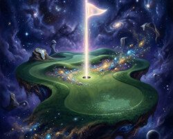 Out of This World - Digital Surrealist Golf Illustration, Surrealism Mixed with Space/Sci-Fi Art, Digital Golf AI Art