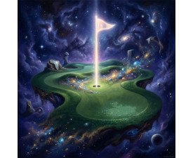 Out of This World - Digital Surrealist Golf Illustration, Surrealism Mixed with Space/Sci-Fi Art, Digital Golf AI Art