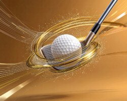 Kinetic Golf Impact - 3D Motion Graphic / Abstract Digital Render, Combines Kinetic Art and Futuristic Data Visualization, Digital Golf AI Art