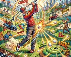 Multiverse Tee-Off - Comic Book Golf Pop Art, Silver Age Comic Books, Digital Golf AI Art