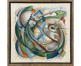 Rhythm of the Persimmon - Orphic Cubism Golf Art, Modernist Mixed-Media, Digital Golf AI Art