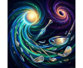 The Black Golf Hole - Cosmic Surrealism and Dynamic Expressionism, Digital Fantasy Painting, Digital Golf AI Art
