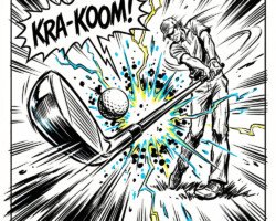 Impact: Maximum Power - Action Comic & Manga Ink Art, Digital Comic Ink Image, Digital Golf AI Art