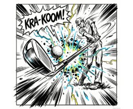 Impact: Maximum Power - Action Comic & Manga Ink Art, Digital Comic Ink Image, Digital Golf AI Art
