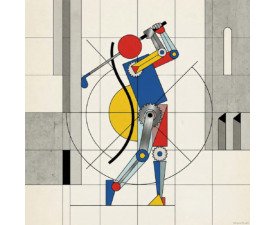 Kinetic Automaton - Constructivism, Bauhaus, and De Stijl Art, Digital Graphic Golf Image, Digital Golf AI Art
