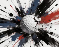 Splatter Hit - Abstract Expressionist Action Art, Contemporary Sumi-e / Calligraphic Art Image, Digital Golf AI Art