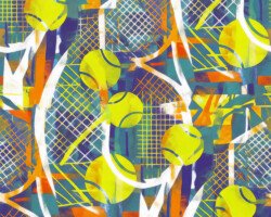 Abstract Tennis Pattern No. 5036 - Dynamic Cubism / Futurism, Geometric Pop Art Pattern, Digital Tennis AI Art