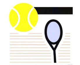 Tennis Pop Court No. 4 – Pop Art Sports Poster Design, Geometric Abstract Image, Digital Tennis AI Art