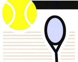 Tennis Pop Court No. 4 – Pop Art Sports Poster Design, Geometric Abstract Image, Digital Tennis AI Art