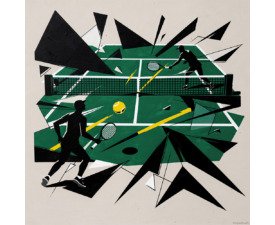Break Point - Dynamic Tennis Futurism, Constructivist Graphic Illustration, Digital Tennis AI Art
