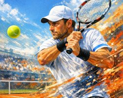 Unbroken Gaze - Dynamic Tennis Realism Art, Modern Impressionism and Action Painting, Digital Tennis AI Art