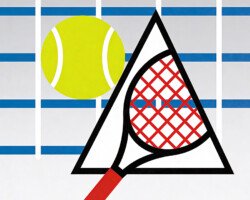 Tennis Pop Court No. 6 - Pop Art Sports Poster Design, Geometric Abstract Image, Digital Tennis AI Art