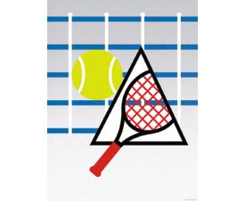 Tennis Pop Court No. 6 - Pop Art Sports Poster Design, Geometric Abstract Image, Digital Tennis AI Art