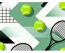 Tennis Pop Court No. 3 - Pop Art Sports Poster Design, Geometric Abstract Image, Digital Tennis AI Art