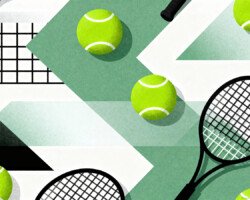 Tennis Pop Court No. 3 - Pop Art Sports Poster Design, Geometric Abstract Image, Digital Tennis AI Art