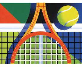Tennis Pop Court No. 7 - Pop Art Sports Poster Design, Geometric Abstract Image, Digital Tennis AI Art