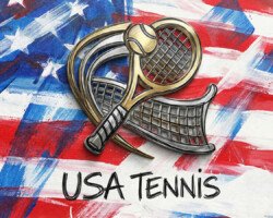 USA Tennis Emblem - 3D Mixed-Media Digital Emblem Art, American Sports Logo, Digital Tennis AI Art