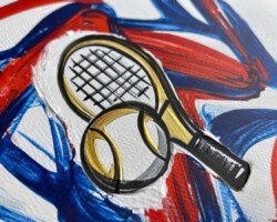 USA Champion Stroke Emblem - Abstract Expressionist Sports Art, Digital Tennis AI Art
