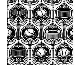 Victorian Baseline Art Pattern - Vector Silhouette Design, Victorian Damask Pattern, Digital Tennis AI Art