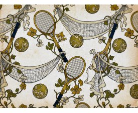 Victorian Court Pattern - Digital Tennis Art Nouveau, Vintage Textile & Wallpaper Pattern, Digital Tennis AI Art