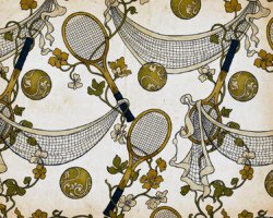 Victorian Court Pattern - Digital Tennis Art Nouveau, Vintage Textile & Wallpaper Pattern, Digital Tennis AI Art