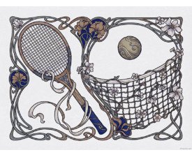Art Nouveau Piece- Digital Tennis Art Nouveau, 19th-century Decorative Style, Digital Tennis AI Art