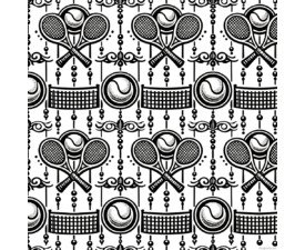 Rally Motif Tennis Pattern - Digital Vintage Linocut & Woodblock Engraving, Monochrome Surface Pattern Design, Digital Tennis AI Art